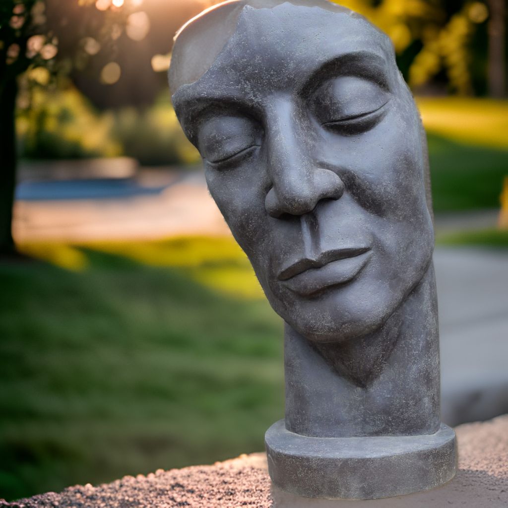 Gartenfigur Gesicht Bali Mädchen aus Steinguss