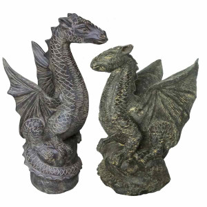 Gartenfigur sitzender Drache
