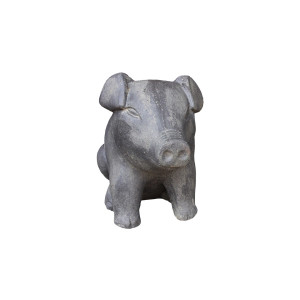 Gartenstatue sitzendes Schwein