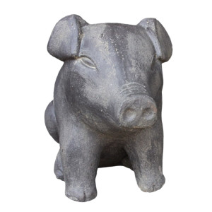 Gartenstatue sitzendes Schwein