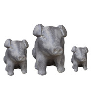 Gartenstatue sitzendes Schwein