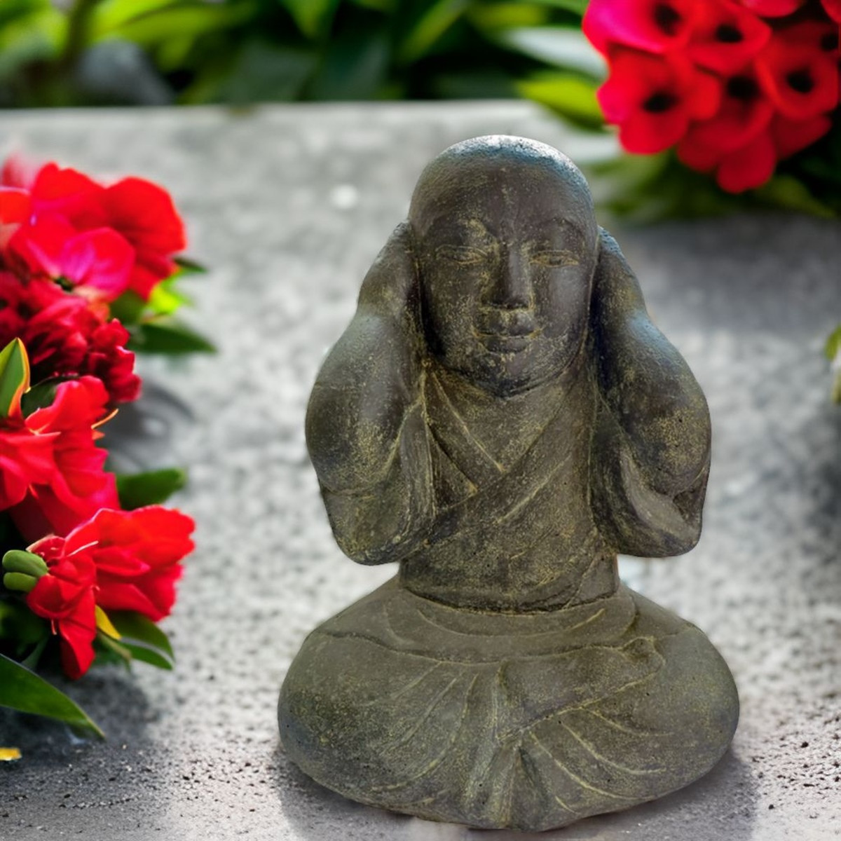 Gartenfigur Mönch "Nichts hören"