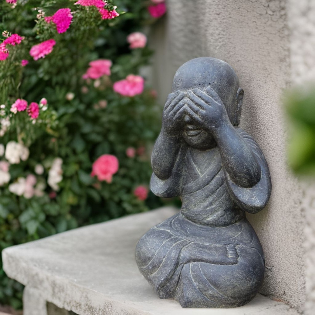 Gartenfigur Mönch "Nichts sehen"
