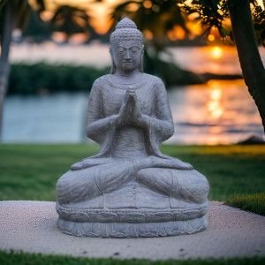 Großer sitzender Buddha 150 cm hoch aus Steinguss